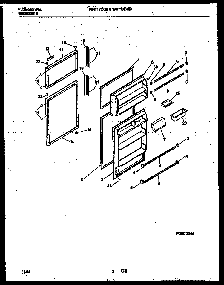 DOOR PARTS Diagram and Parts List for WRT17DGBD0  Frigidaire Refrigerator