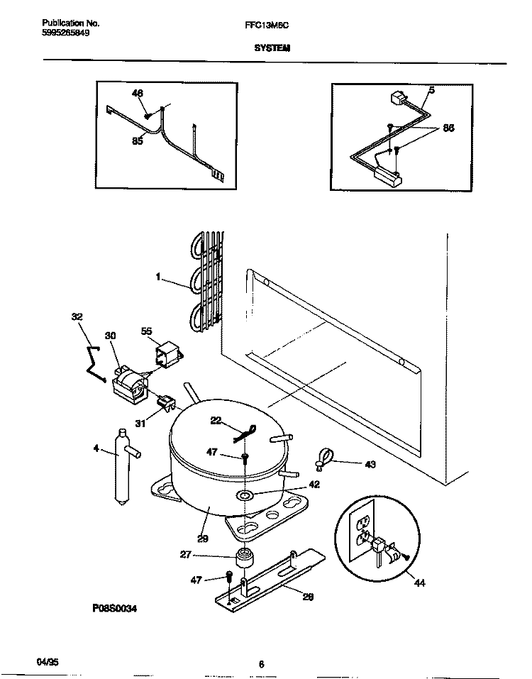 SYSTEM Diagram and Parts List for FFC13M6CW0  Frigidaire Freezer