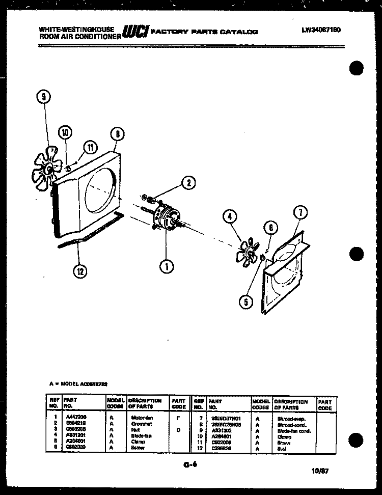AIR HANDLING PARTS Diagram and Parts List for AC068K7B2  Frigidaire Air Conditioner