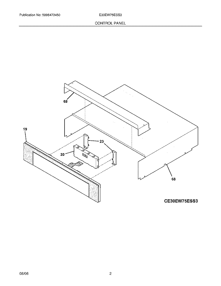 CONTROL PANEL Diagram and Parts List for E30EW75ESS3  Electrolux Wall Oven