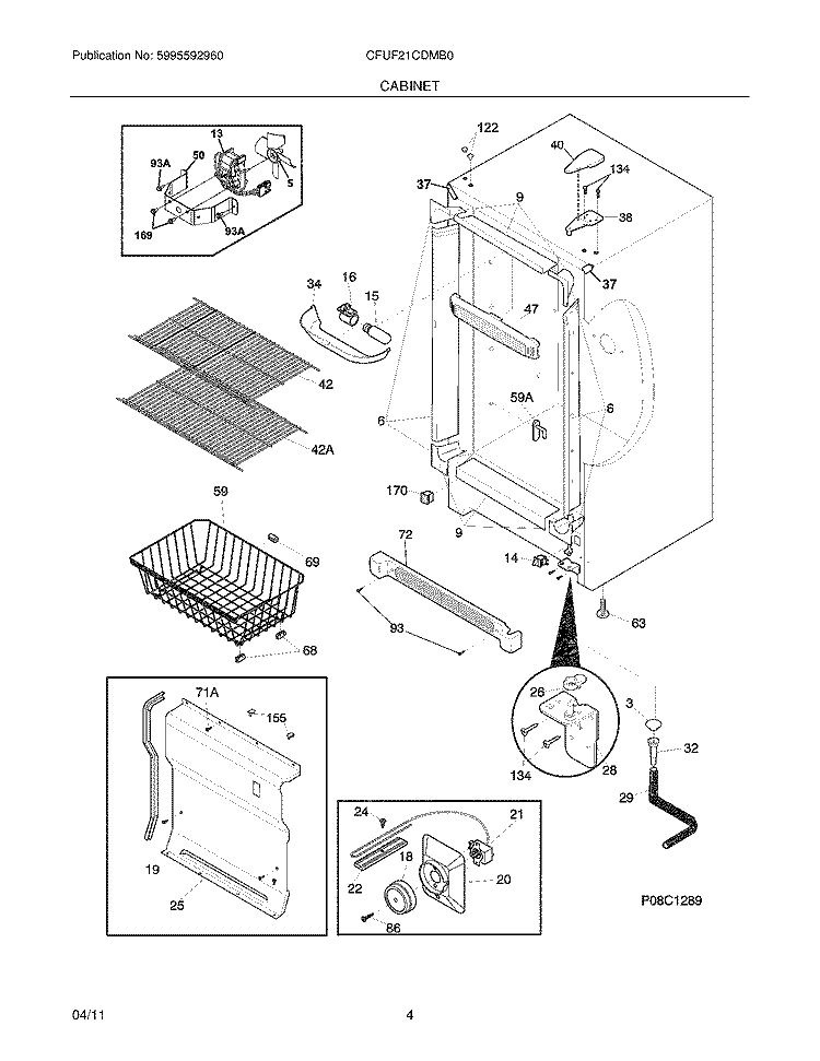 CABINET Diagram and Parts List for CFUF21CDMB0  Crosley Freezer