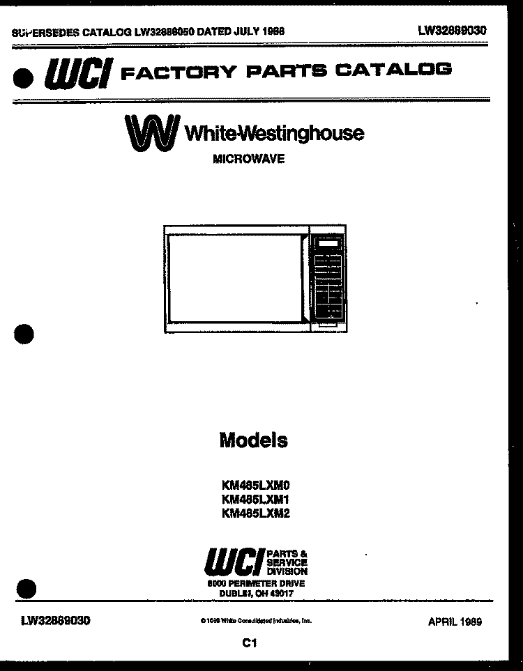 CONTROL PANEL Diagram and Parts List for KM485LXMD2  Frigidaire Microwave