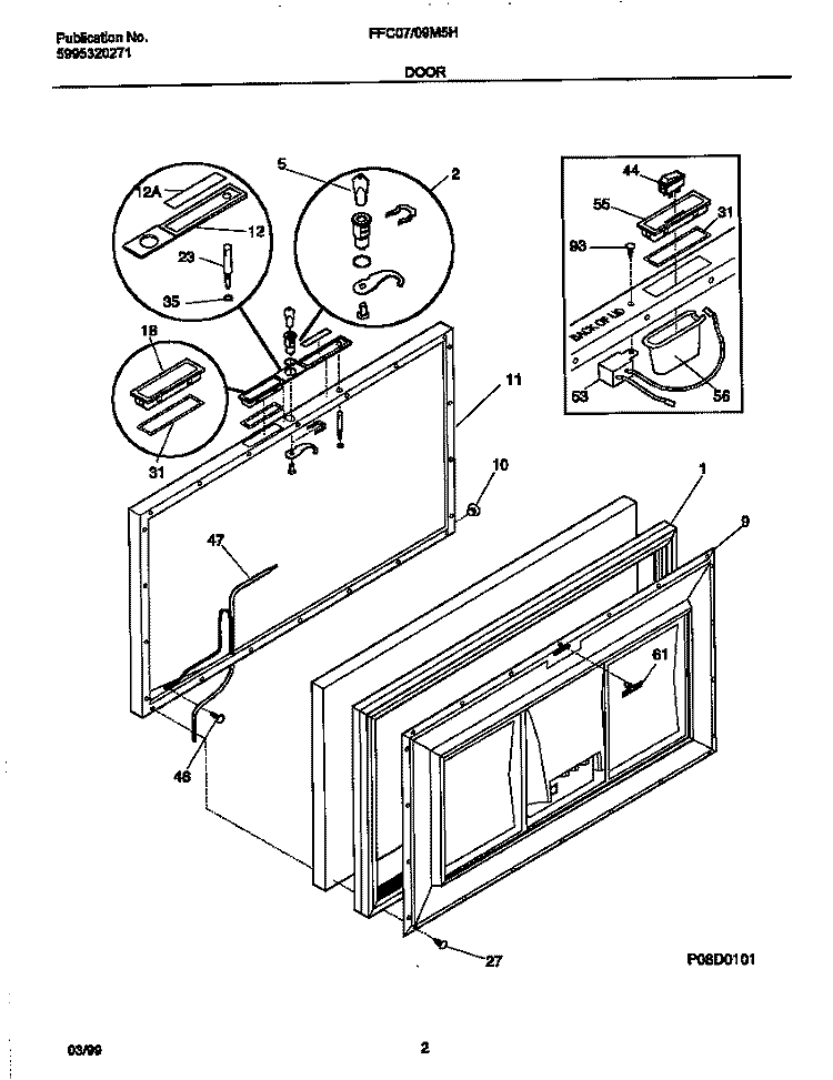 DOOR Diagram and Parts List for FFC09M5HW0  Frigidaire Freezer
