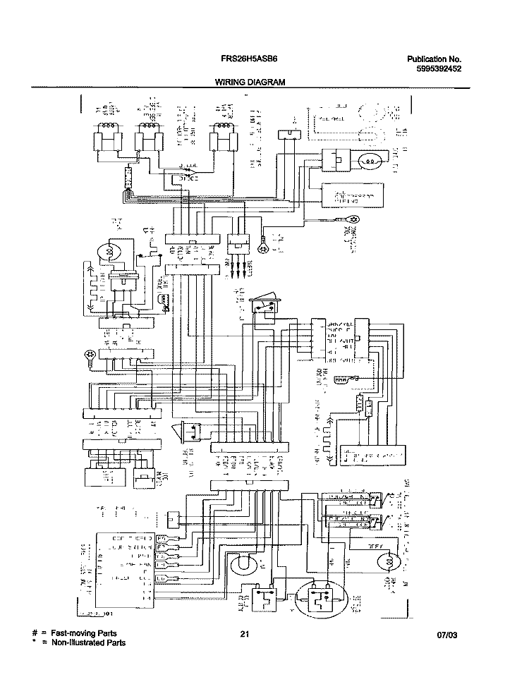 WIRING DIAGRAM Diagram and Parts List for FRS26H5ASB6  Frigidaire Refrigerator