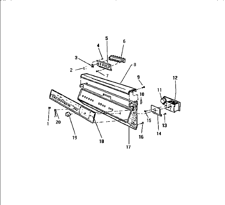 CONTROL PANEL Diagram and Parts List for SC750DXR6  Frigidaire Dishwasher