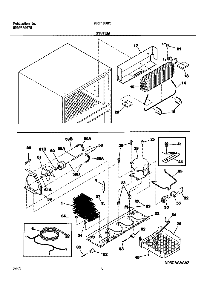 SYSTEM Diagram and Parts List for FRT18B6CQ1  Frigidaire Refrigerator