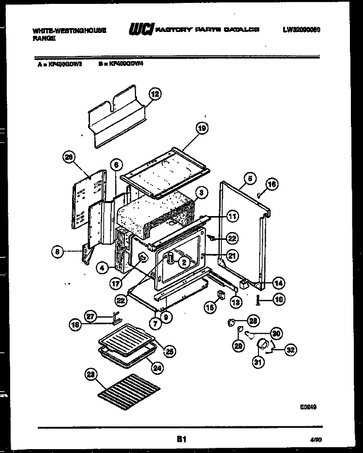 BODY PARTS Diagram and Parts List for KF400GDH3  Frigidaire Range
