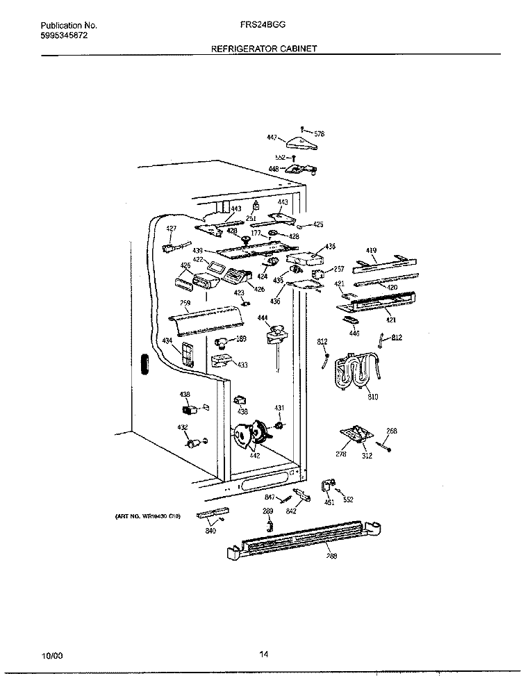 REFRIGERATOR CABINET Diagram and Parts List for FRS24BGGW9  Frigidaire Refrigerator