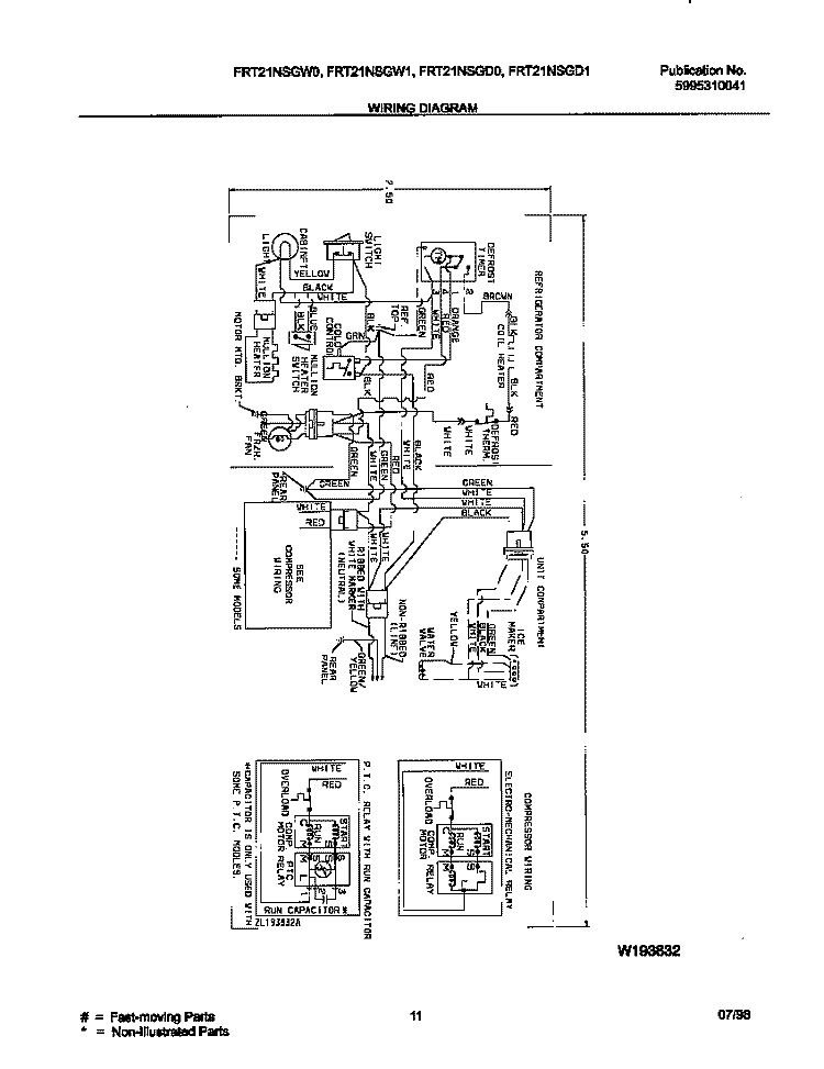 WIRING DIAGRAM Diagram and Parts List for FRT21NSGD1  Frigidaire Refrigerator