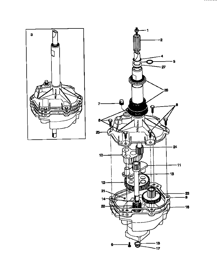 TRANSMISSION Diagram and Parts List for WWX233RBS2  Frigidaire Washer