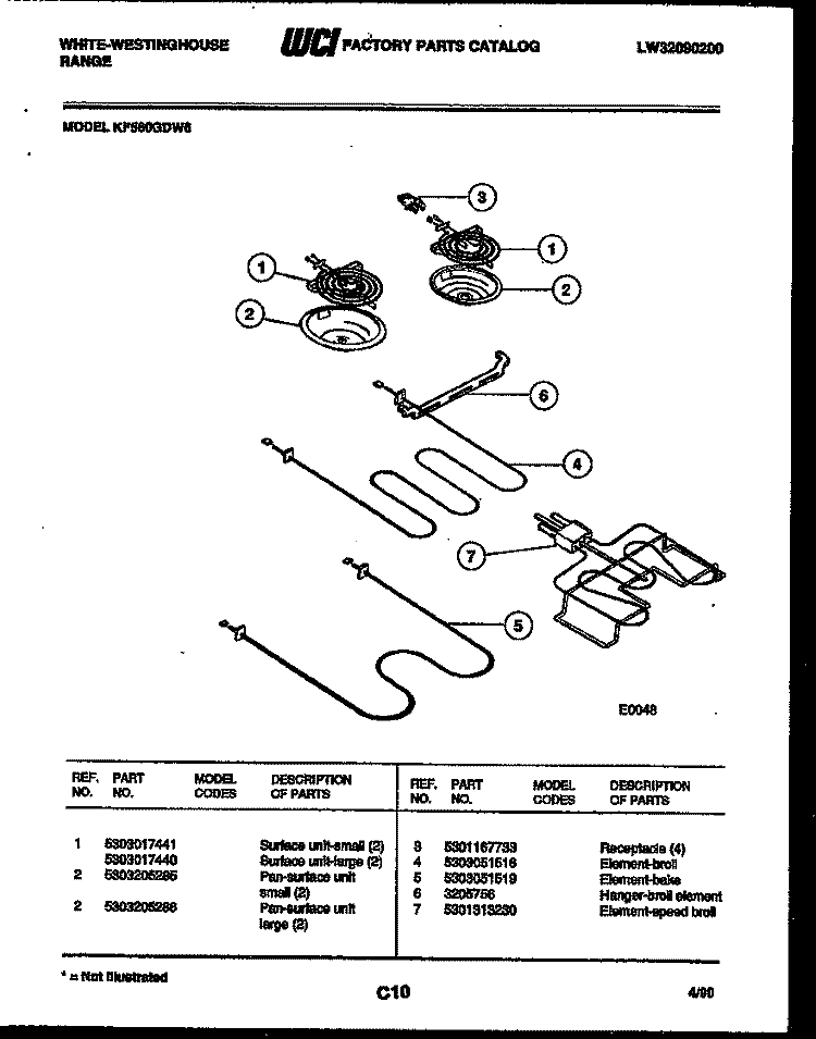 BROILER PARTS Diagram and Parts List for KF560GDF6  Frigidaire Range