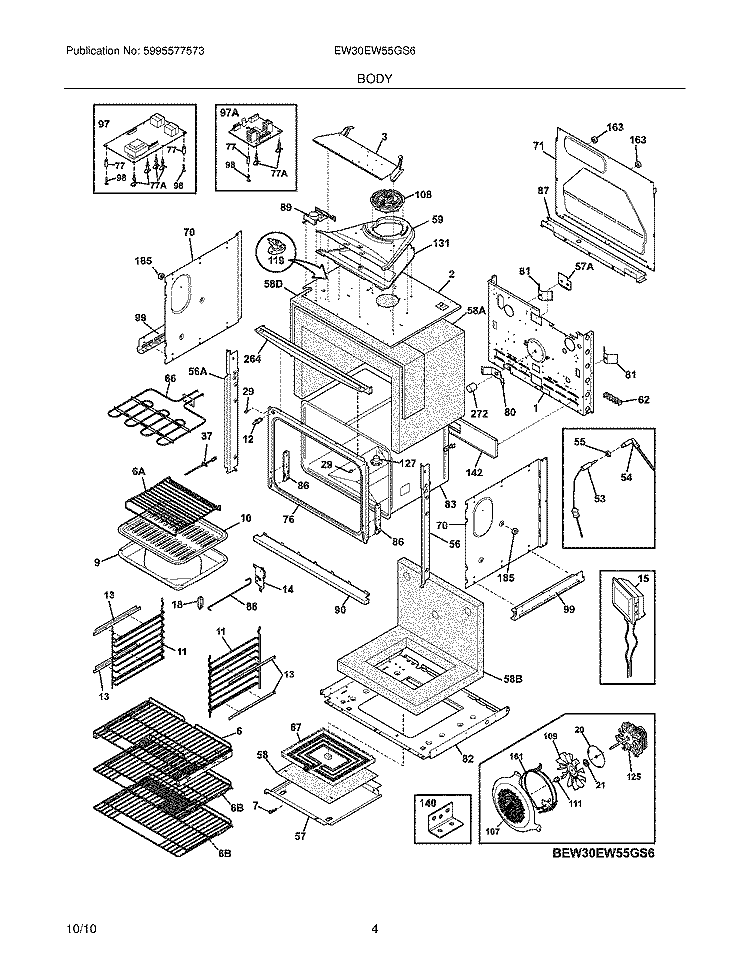 BODY Diagram and Parts List for EW30EW55GS6  Electrolux Wall Oven