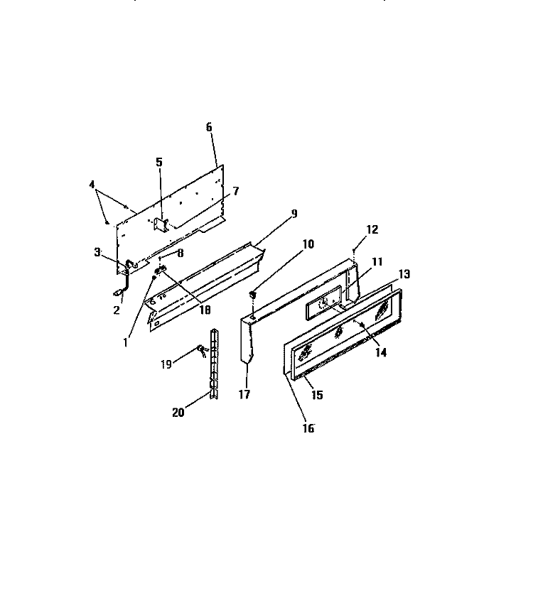 CONSOLE, PANELS Diagram and Parts List for GG32PCW0  Frigidaire Range