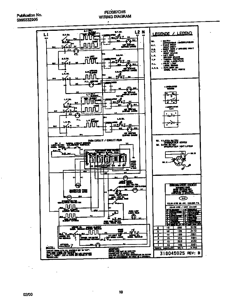 WIRING DIAGRAM Diagram and Parts List for FED387CHSC  Frigidaire Range