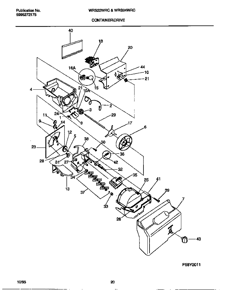 CONTAINER / DRIVE Diagram and Parts List for WRS22WRCW1  Frigidaire Refrigerator