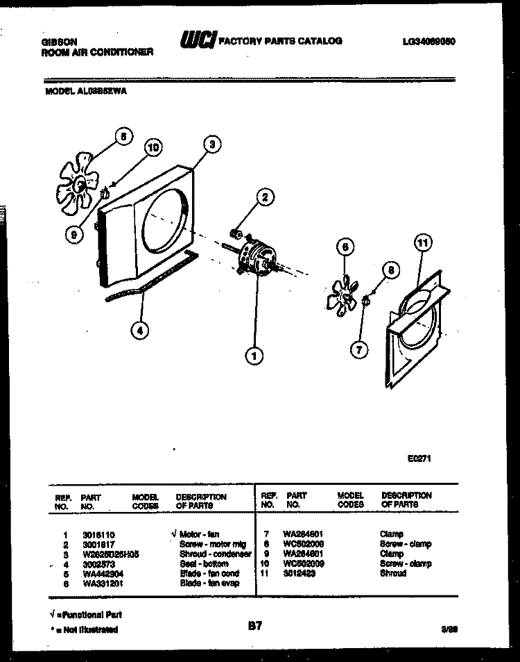 AIR HANDLING PARTS Diagram and Parts List for AL08B5EWA  Gibson Air Conditioner