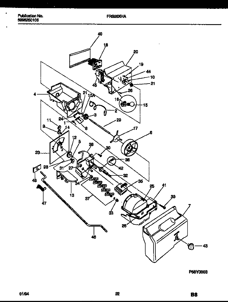 ICE DISPENSER Diagram and Parts List for FRS28XHAB1  Frigidaire Refrigerator