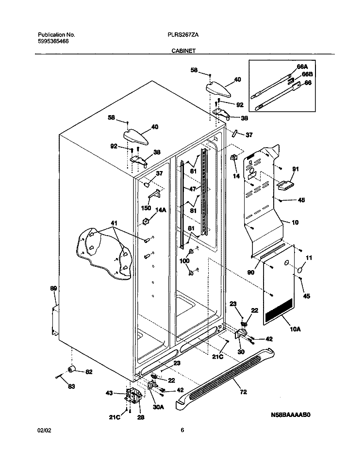 CABINET Diagram and Parts List for PLRS267ZAB3  Frigidaire Refrigerator