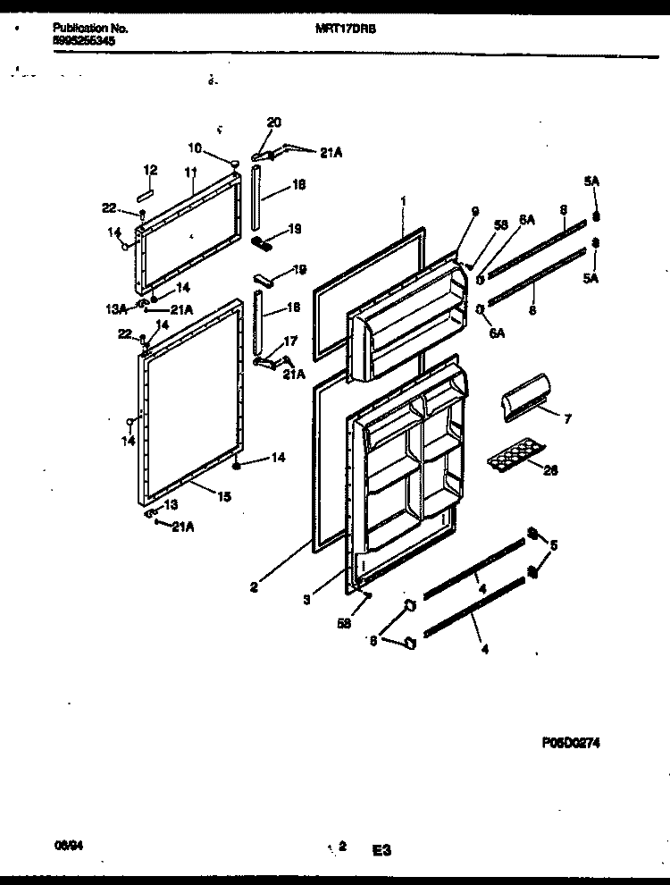 DOOR PARTS Diagram and Parts List for MRT17DRBD0  Frigidaire Refrigerator