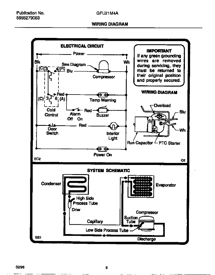 WIRING DIAGRAM Diagram and Parts List for GFU21M4AW5  Gibson Freezer