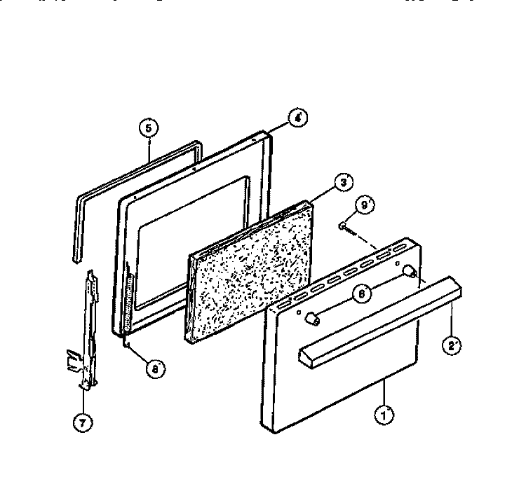 OVEN DOOR PANELS Diagram and Parts List for R530DL1  Frigidaire Range