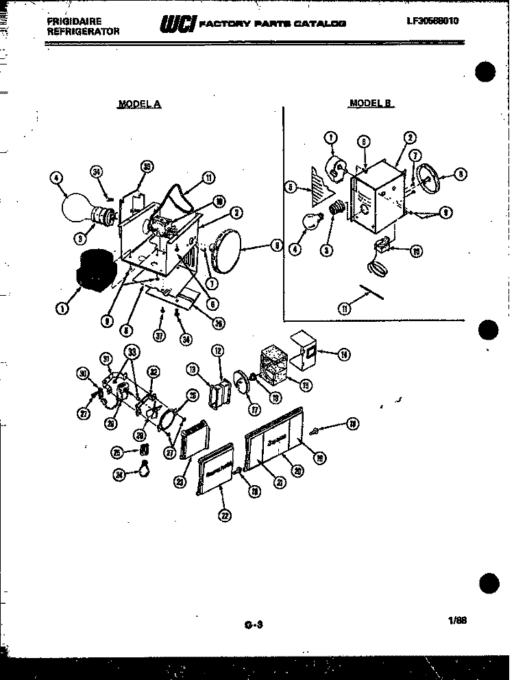 REFRIGERATOR CONTROL ASSEMBLY, DAMP Diagram and Parts List for FPE22V3AA1  Frigidaire Refrigerator
