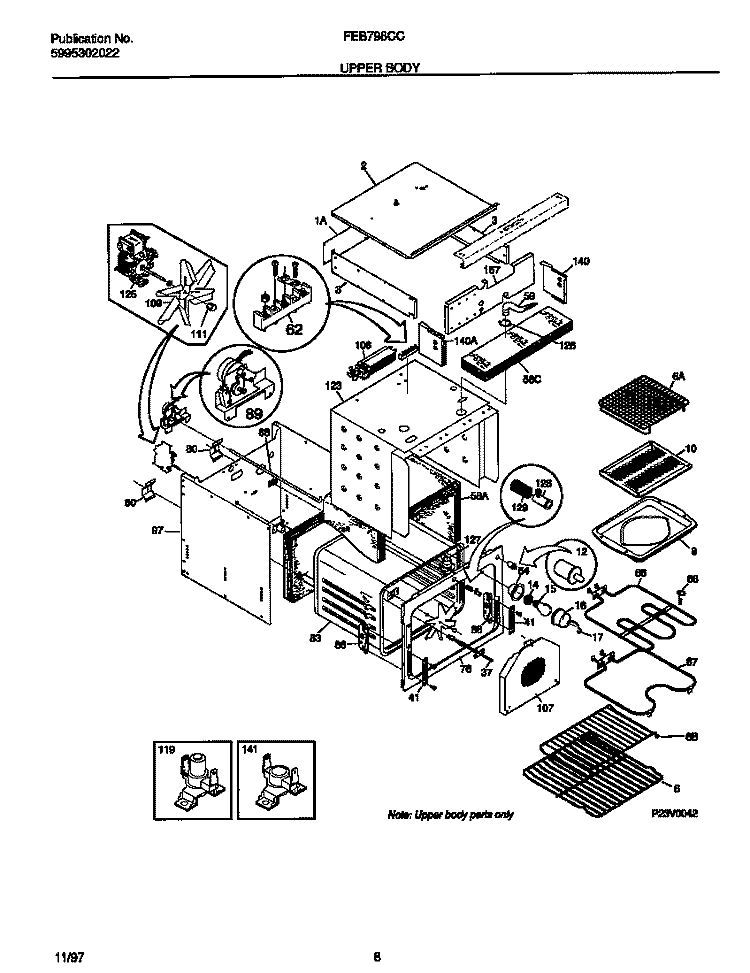 UPPER BODY Diagram and Parts List for FEB798CCTF  Frigidaire Wall Oven
