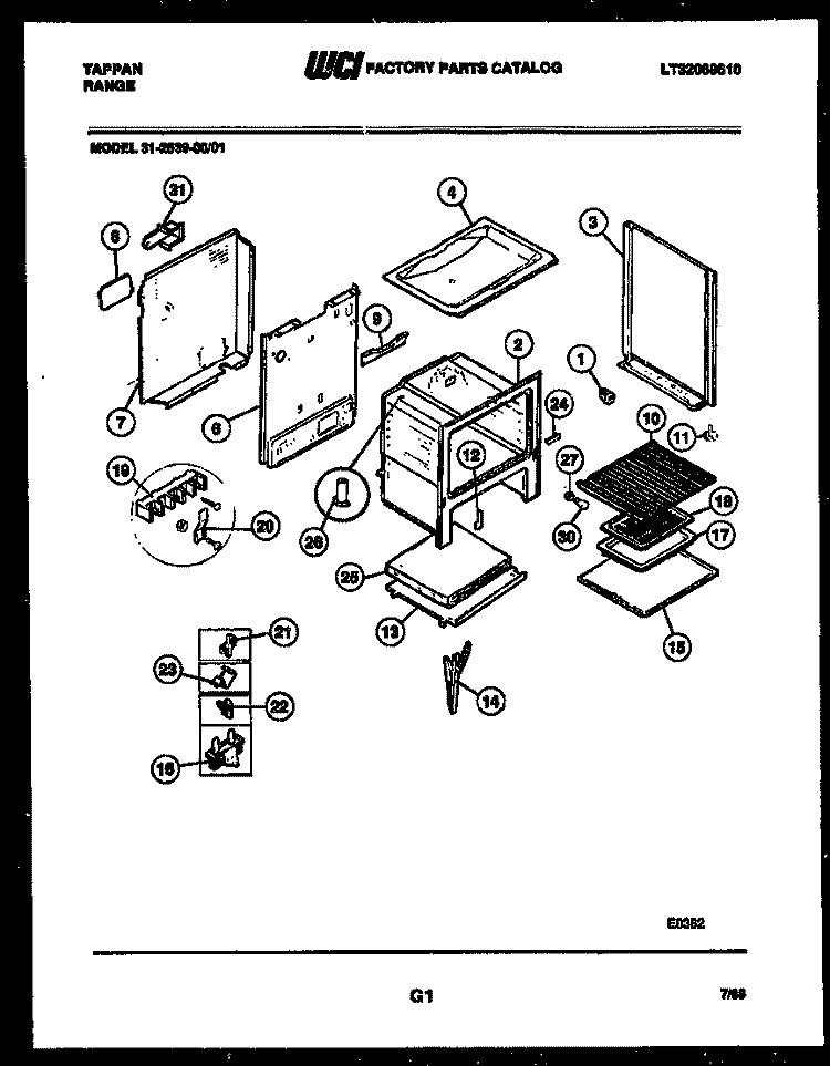 BODY PARTS Diagram and Parts List for 31-2539-00-01  Tappan Range