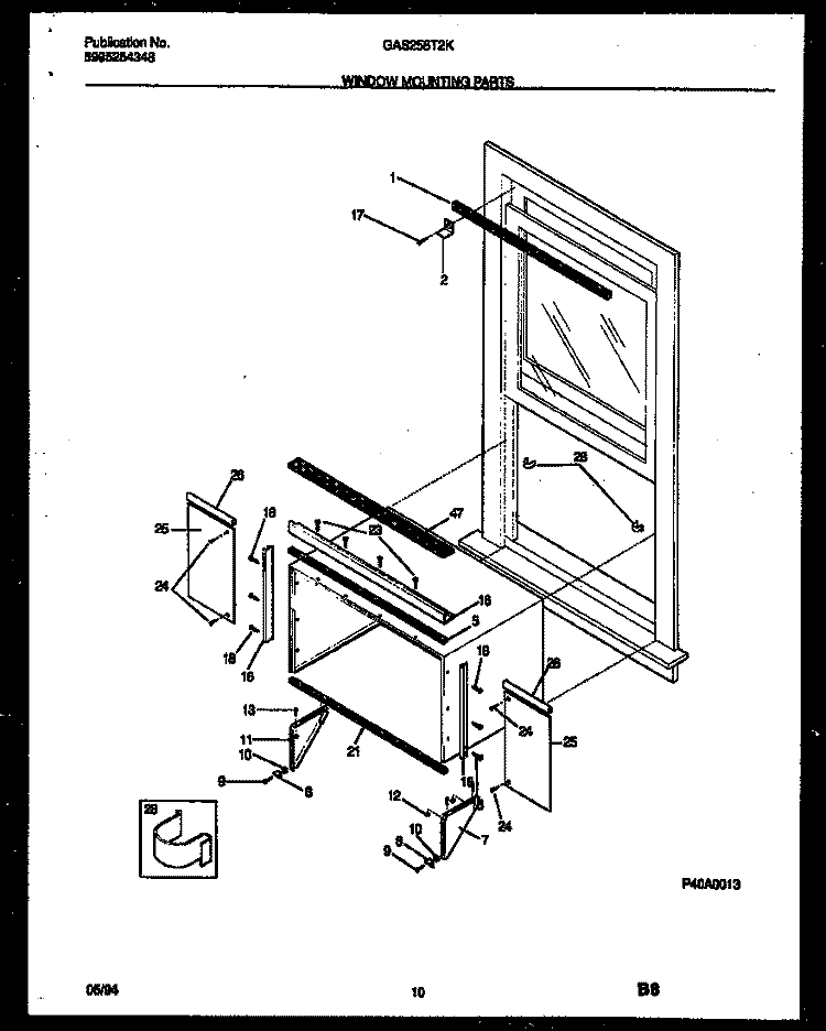 WINDOW MOUNTING PARTS Diagram and Parts List for GAS258T2K1  Gibson Air Conditioner