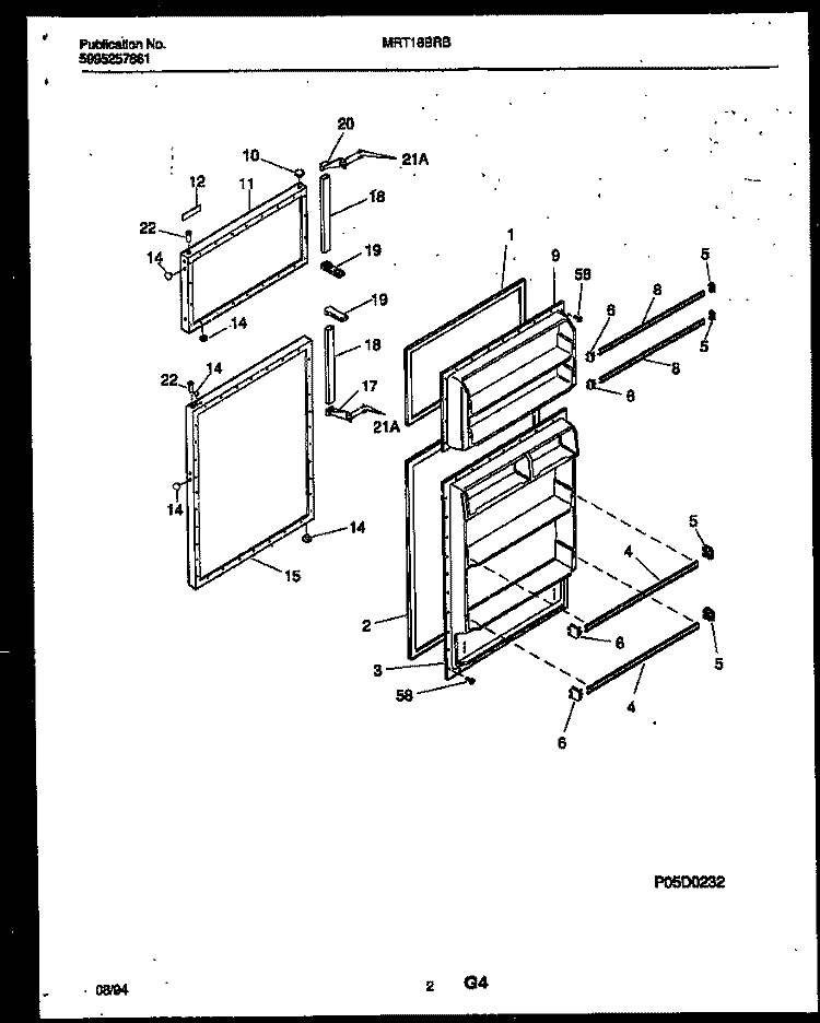 DOOR PARTS Diagram and Parts List for MRT18BRBZ1  Uni Refrigerator