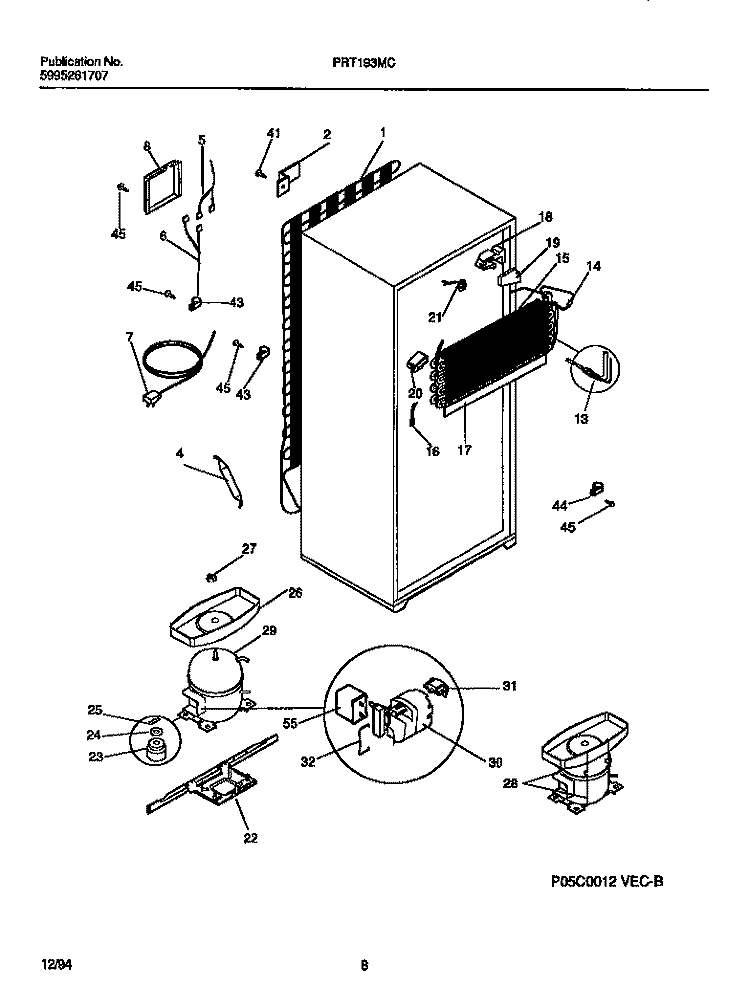 COOLING SYSTEM Diagram and Parts List for PRT193MCW6  Frigidaire Refrigerator