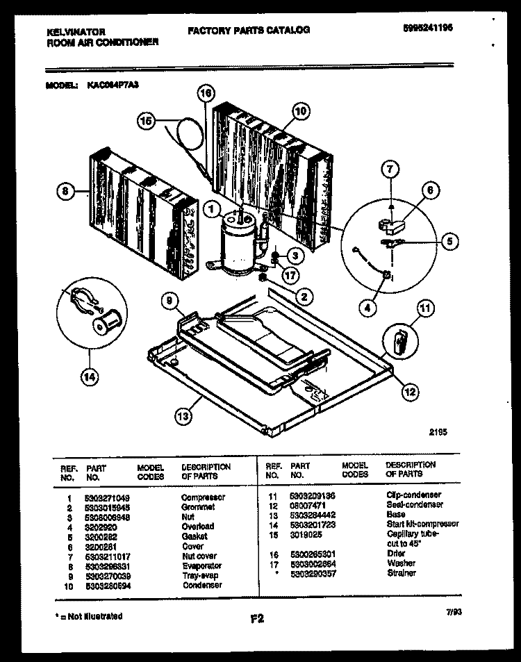 SYSTEM PARTS Diagram and Parts List for KAC084P7A3  Kelvinator Air Conditioner