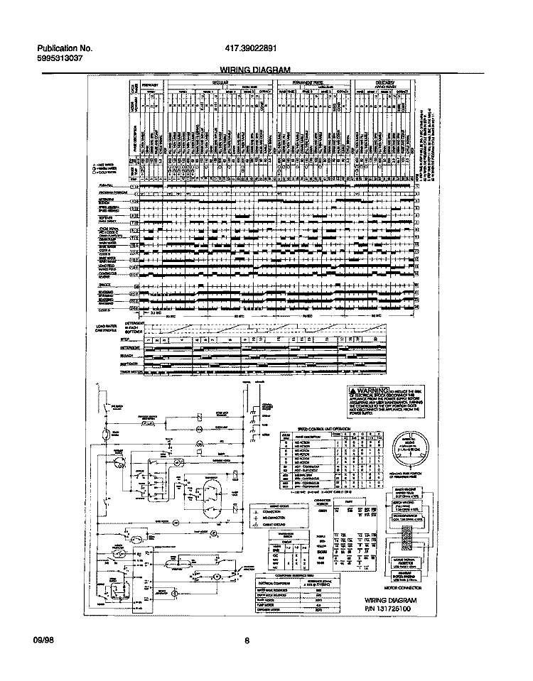 WIRING Diagram and Parts List for 41739022891  Frigidaire Washer