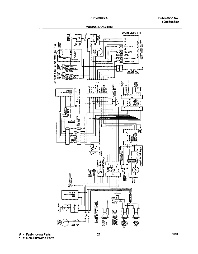 WIRING DIAGRAM Diagram and Parts List for FRS23KF7AB2  Frigidaire Refrigerator