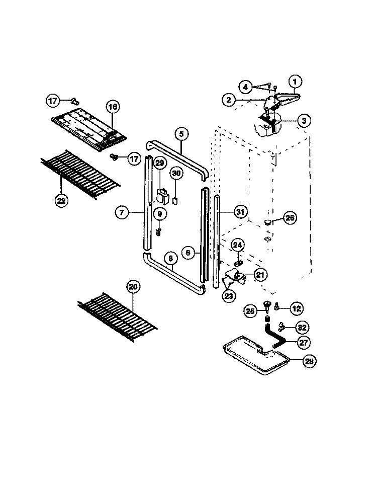 CABINET Diagram and Parts List for MFU14F3BW2  Frigidaire Freezer