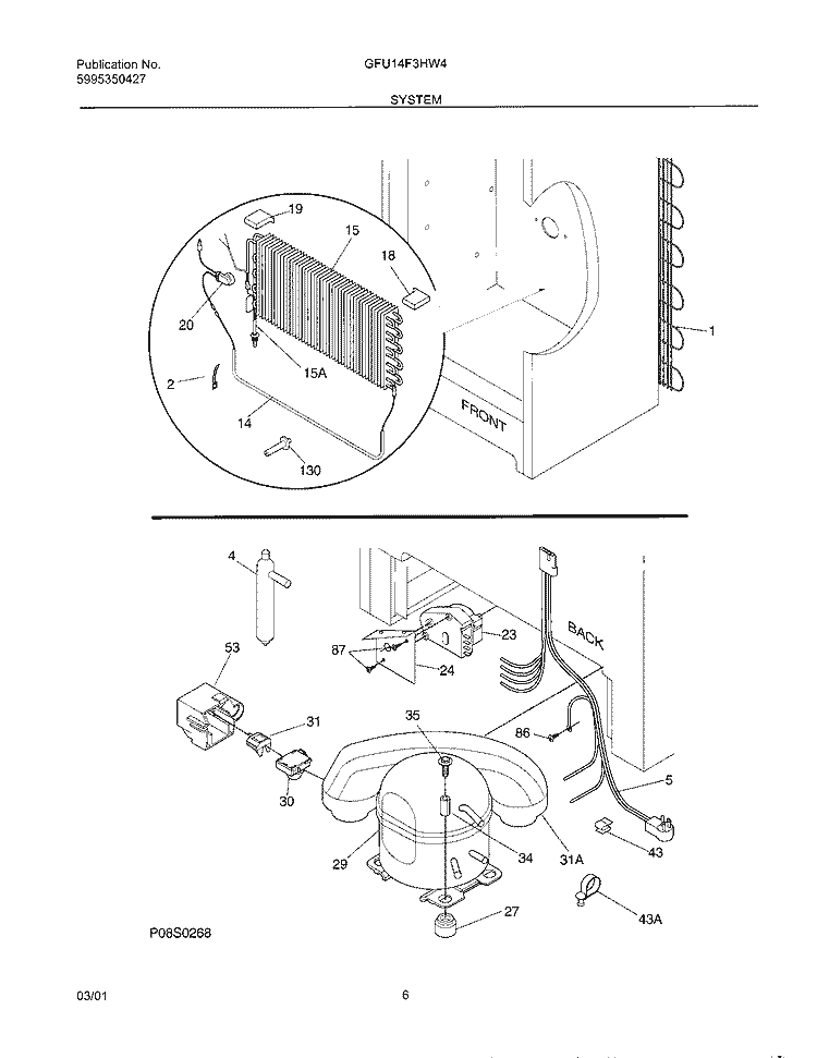 SYSTEM Diagram and Parts List for GFU14F3HW4  Gibson Freezer