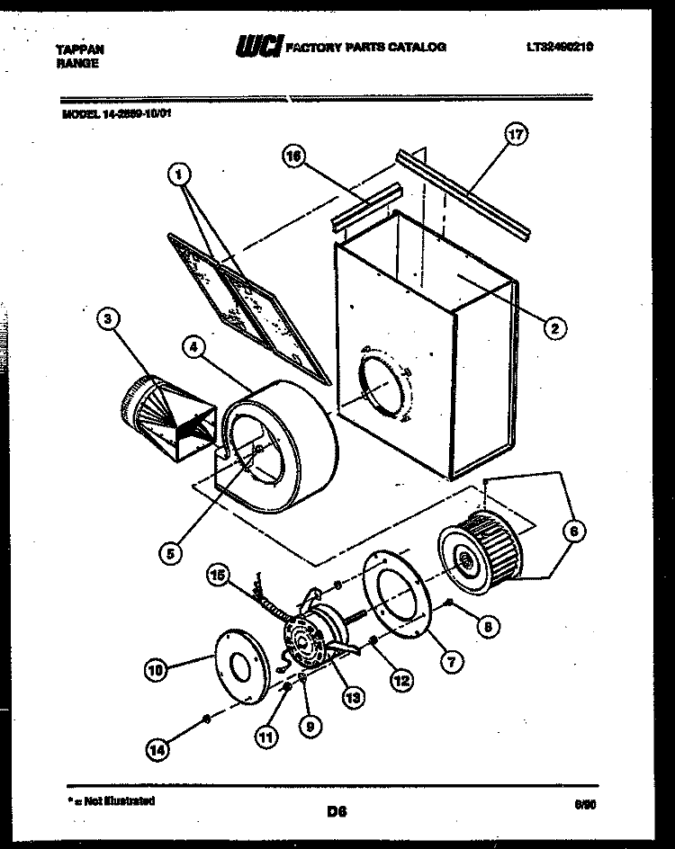 MOTOR AND BLOWER PARTS Diagram and Parts List for 14-2589-32-01  Tappan Cooktop