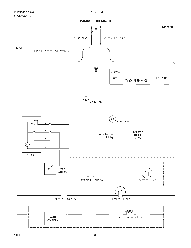 WIRING SCHEMATIC Diagram and Parts List for FRT18B5AQ9  Frigidaire Refrigerator