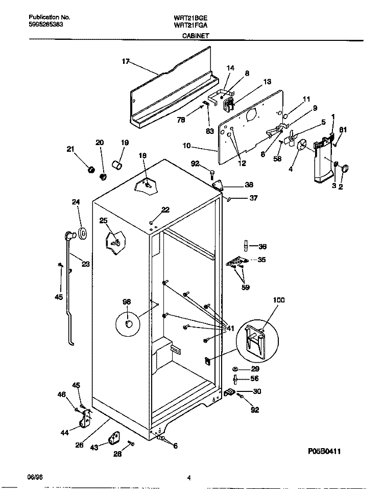 CABINET Diagram and Parts List for WRT21FGAW5  Frigidaire Refrigerator