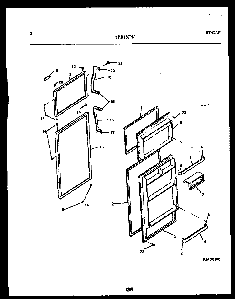 DOOR PARTS Diagram and Parts List for TPK180PN3W  Kelvinator Refrigerator
