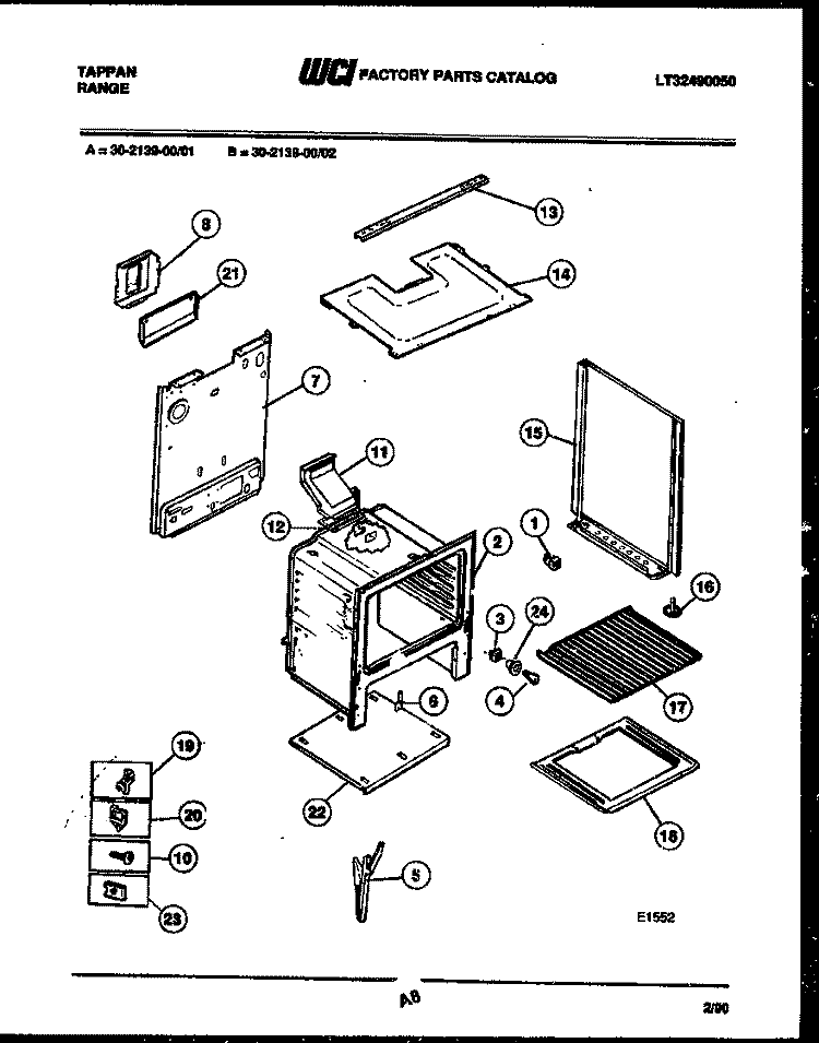 BODY PARTS Diagram and Parts List for 30-2139-23-01  Tappan Range