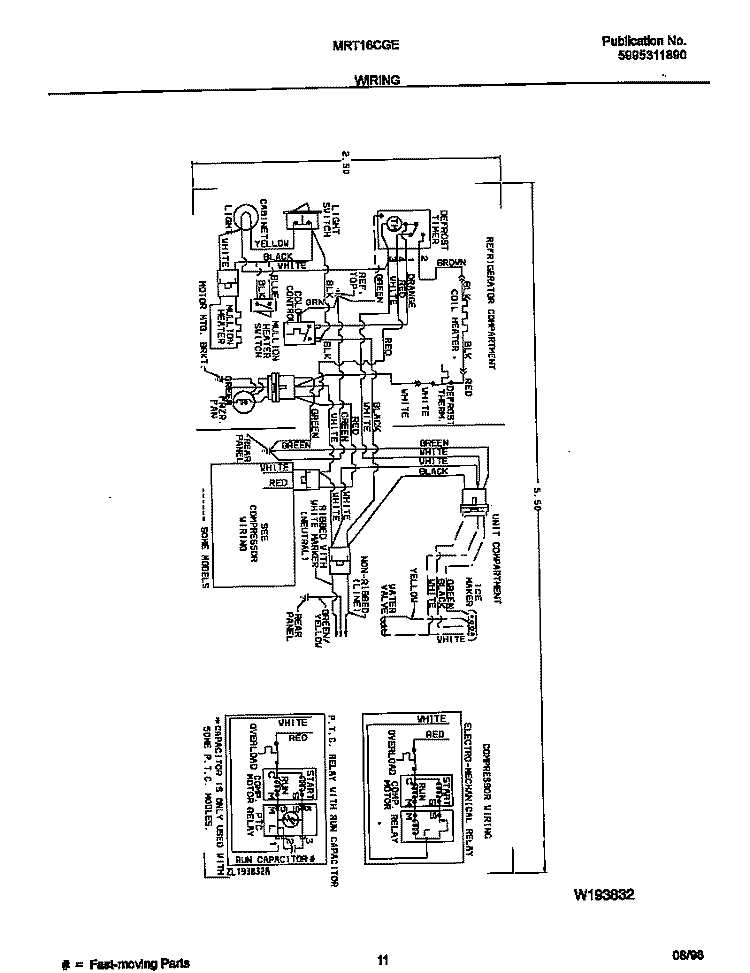 WIRING DIAGRAM Diagram and Parts List for MRT16CGEW6  Frigidaire Refrigerator
