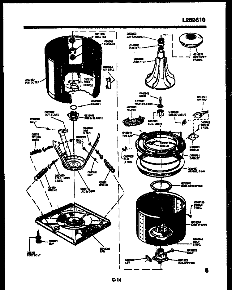 AIR HANDLING PARTS Diagram and Parts List for AH153K2A1  Frigidaire Air Conditioner
