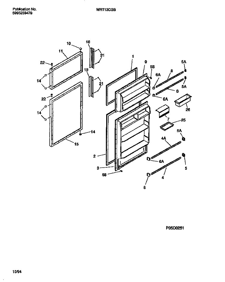 DOOR SECTION Diagram and Parts List for WRT13CGBZ1  Frigidaire Refrigerator