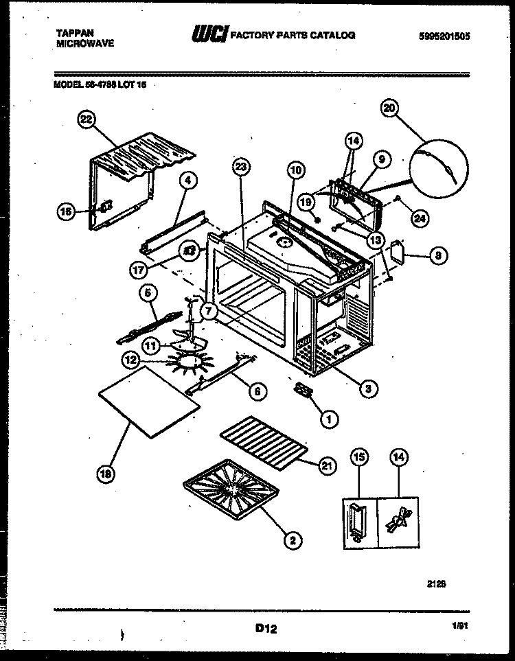 WRAPPER AND BODY PARTS Diagram and Parts List for 56-4788-10-15  Tappan Microwave