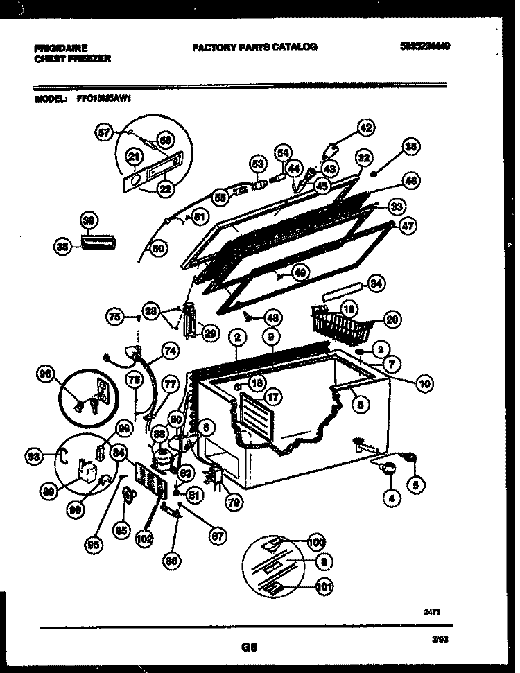 CHEST FREEZER PARTS Diagram and Parts List for FFC15M5AW1  Frigidaire Freezer
