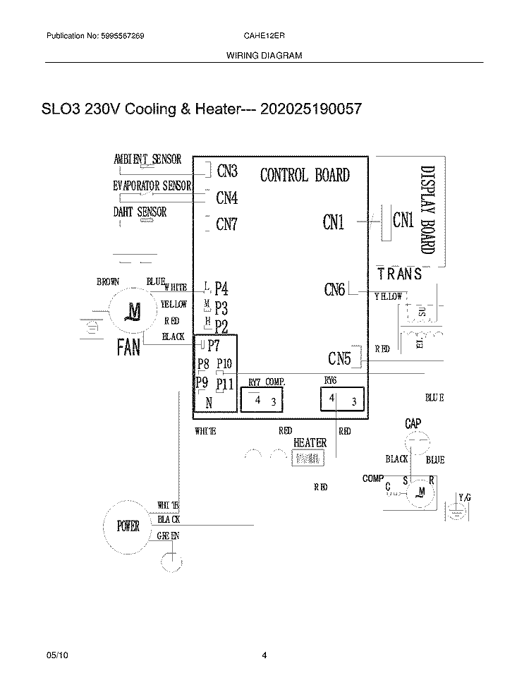 WIRING DIAGRAM Diagram and Parts List for CAHE12ER0  Crosley Air Conditioner