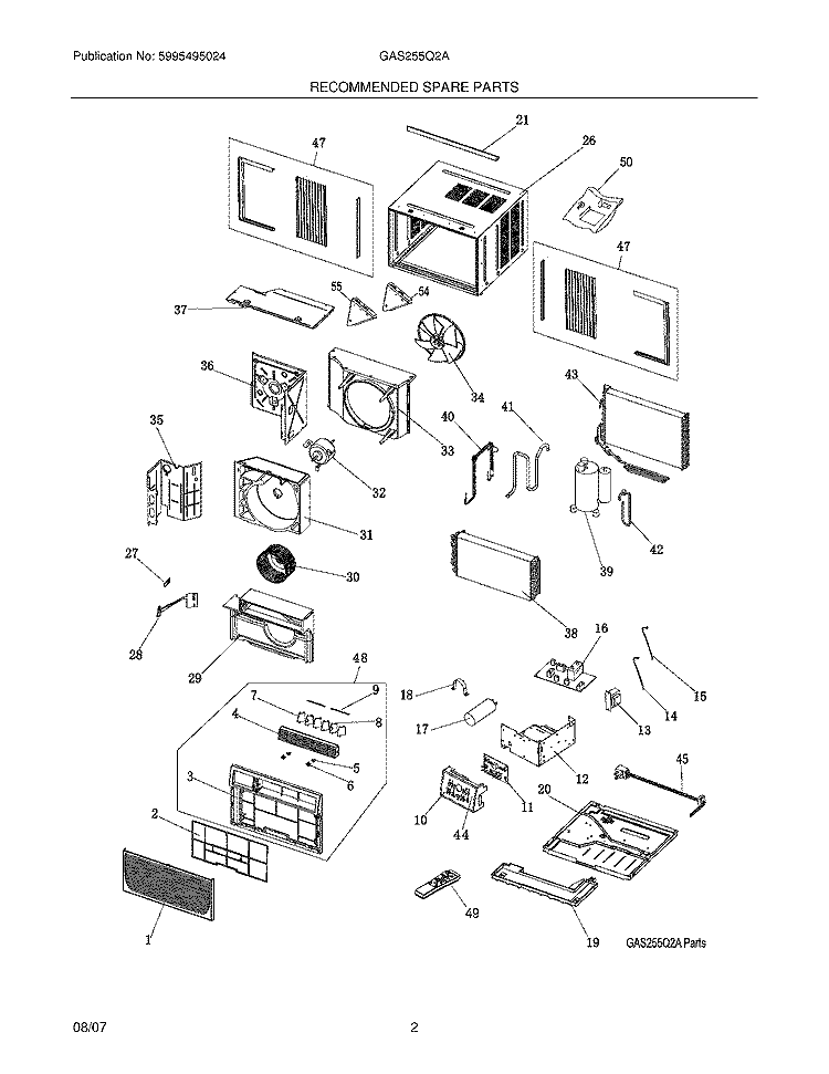 REPLACEMENT PARTS Diagram and Parts List for GAS255Q2A1  Gibson Air Conditioner