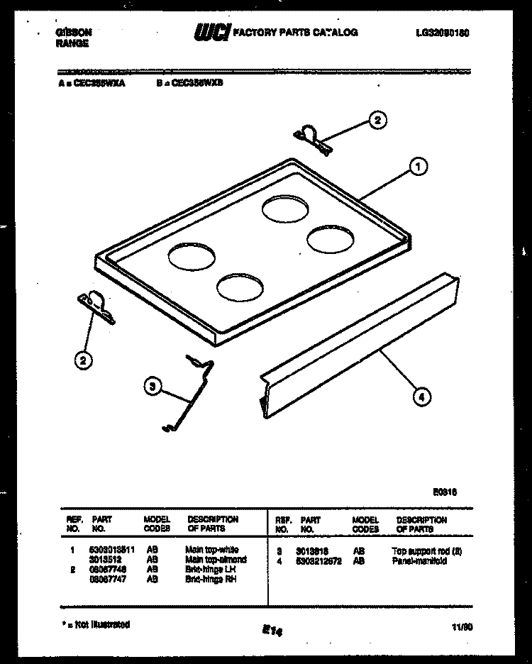 COOKTOP PARTS Diagram and Parts List for CEC3S5WXA  Gibson Range