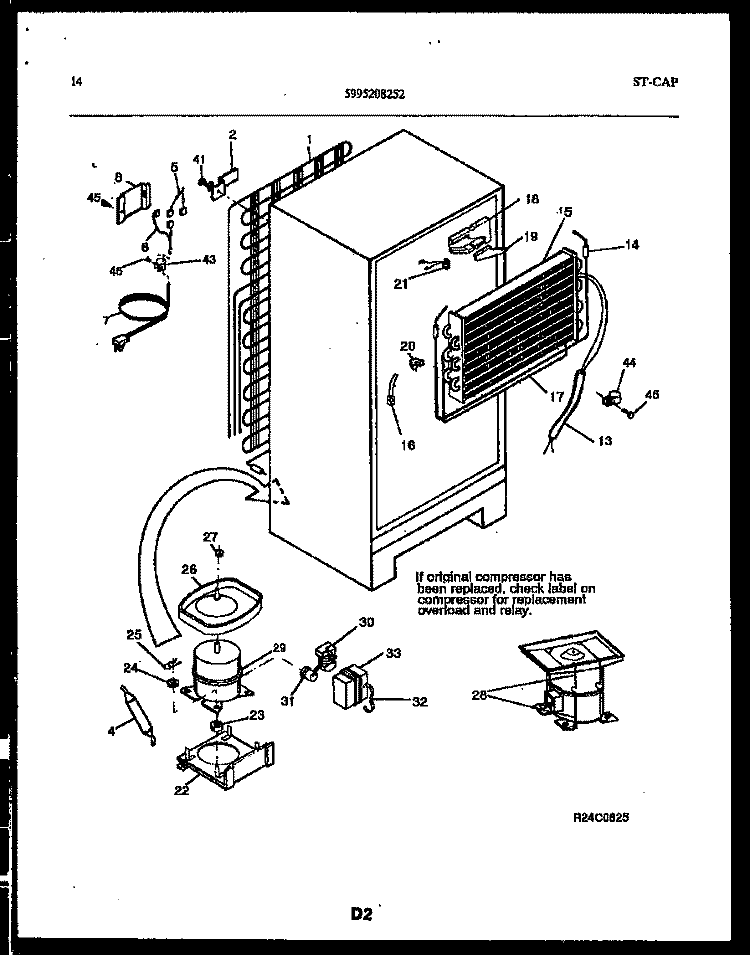 SYSTEM AND AUTOMATIC DEFROST PARTS Diagram and Parts List for FPCE21TPW0  Frigidaire Refrigerator